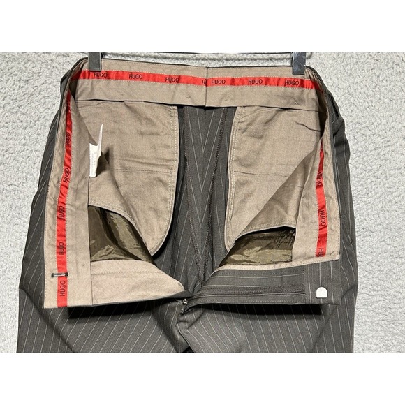 Hugo‎ Boss Virgin Wool Blend Pinstripe Dress Pants Pleated Gray 36x30 - Picture 10 of 14